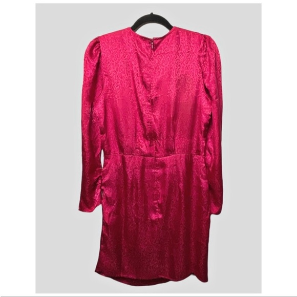 NWT ANTHROPOLOGIE | NSR ANIMAL PRINT SATIN
RUCHED PUFF SLEEVE MINI DRESS - Picture 3 of 10